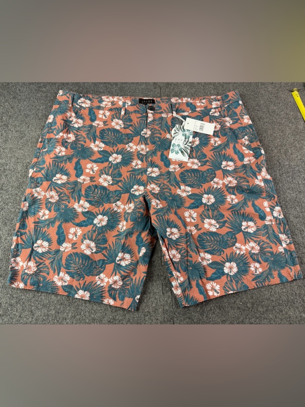 Jach’s New York Men’s 100% Cotton Flat Front Seersucker Floral Shorts Size 40